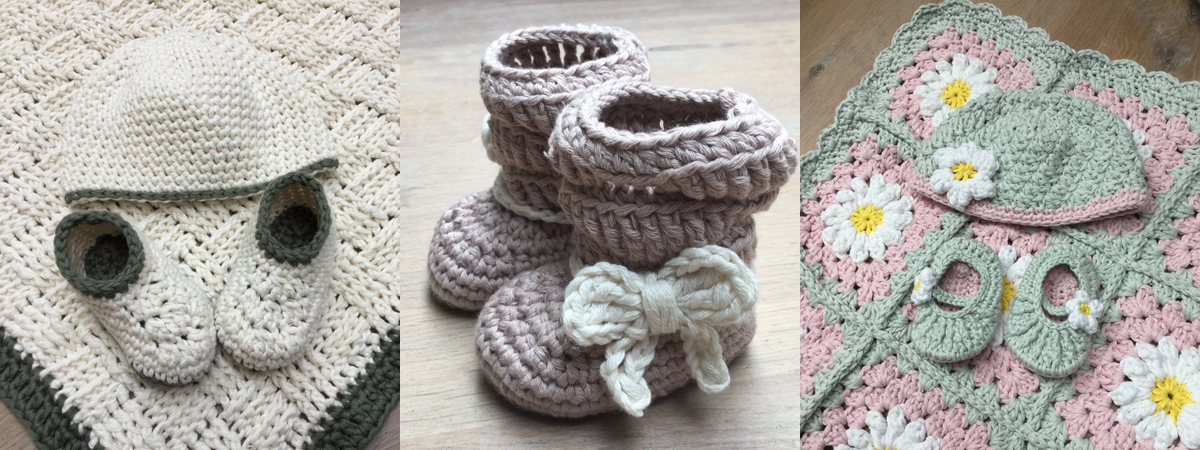 Baby boots, hats and blankets